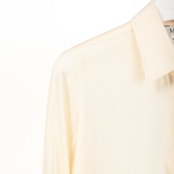 Max Mara Filmato Ivory Silk Crepe de Chine Buttoned Blouse - Picture 5 of 11
